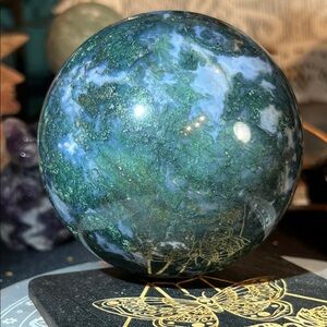 Large moss agate sphere